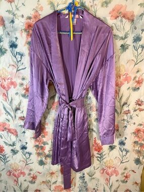 Victoria's Secret Lavender Satin Tie-Waist Robe